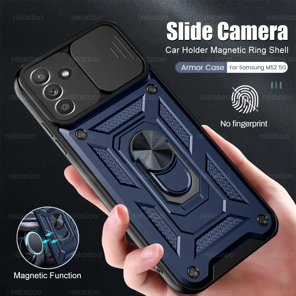 samung m52 case car holder ring magnetic cover for samsung galaxy m52 m 52 5g 2021 camera protected shockproof armor coque 52m