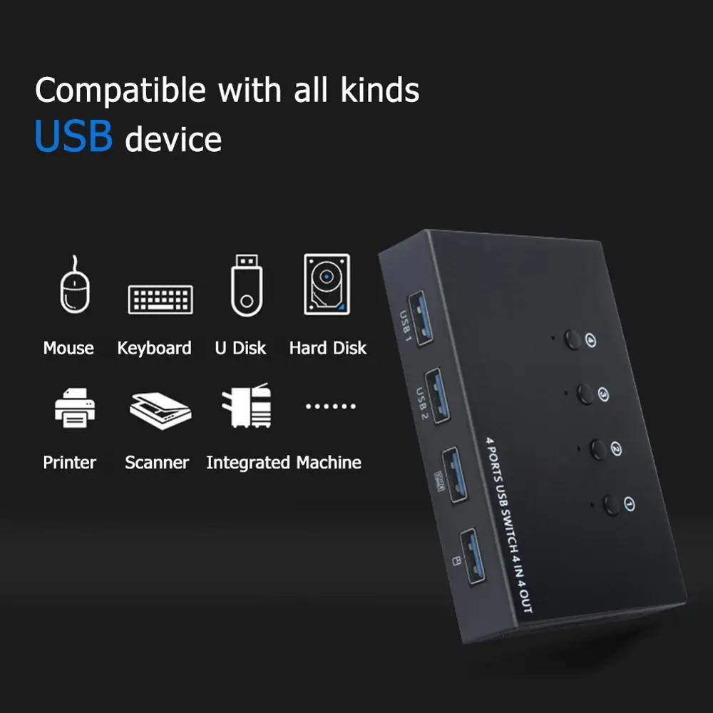 USB-переключатель KVM Switch Box 4 USB 2 0 разделитель для ПК разветвитель клавиатуры мыши с