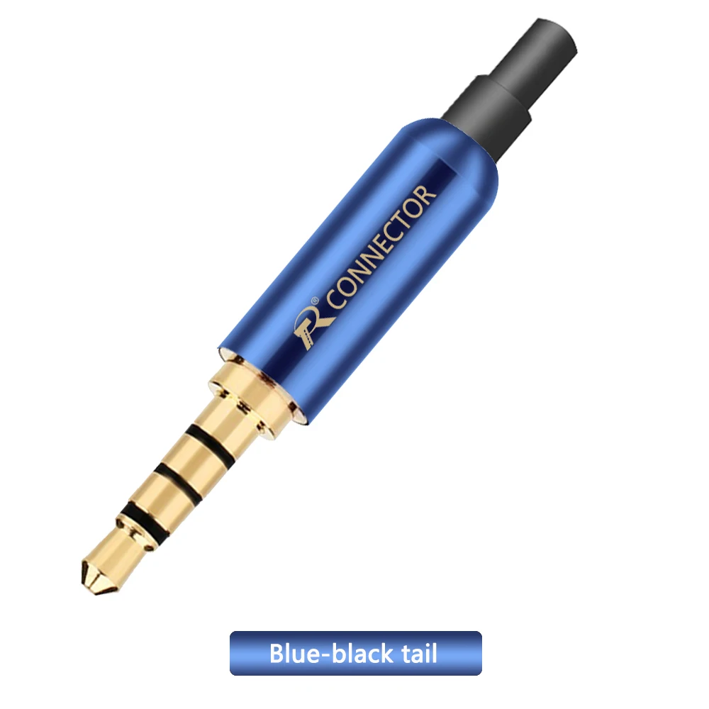 Blue-Black Tail Высокое качество 3,5 мм разъем аудио разъем 4 полюса Позолоченные Наушники Адаптер для DIY стерео гарнитура наушники/ремонт наушников - Цвет: Blue-Black Tail