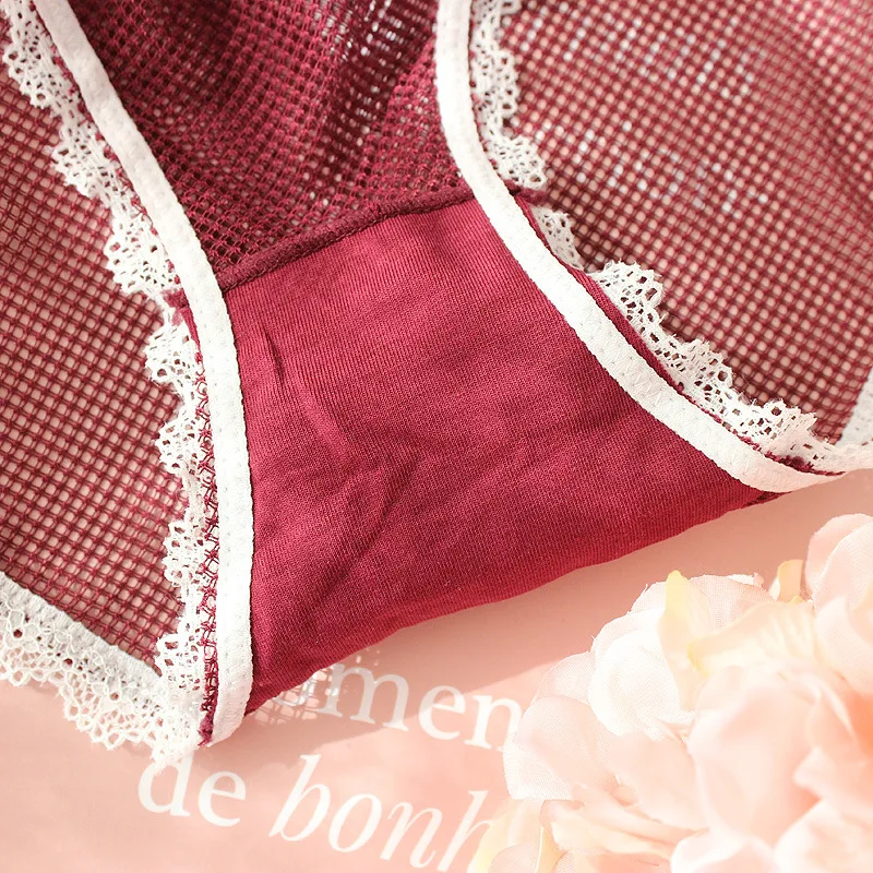 Женское нижнее белье Roseheart голубое и красное из хлопка с кружевной отделкой