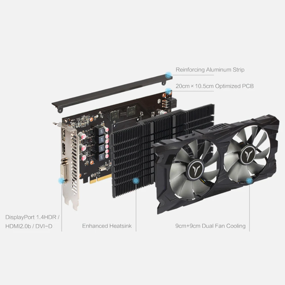 Yeston Radeon RX 560D GPU 4 ГБ GDDR5 128 бит игровой настольный компьютер ПК видеокарты Поддержка DVI/HDMI
