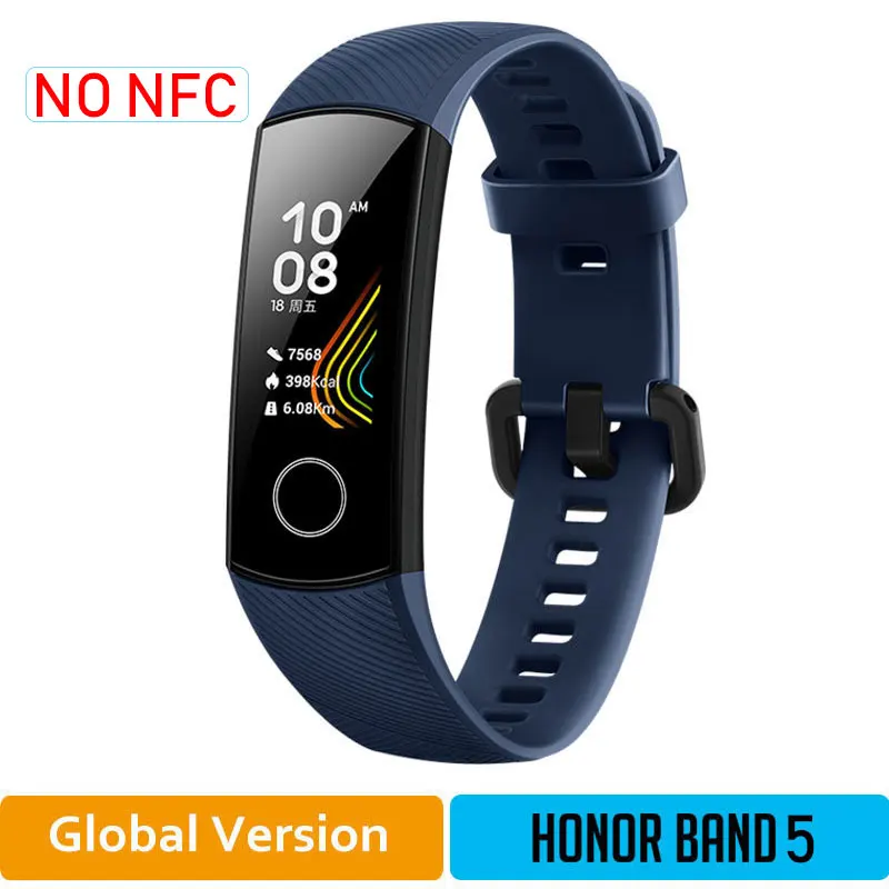 BlueGlobal5 Глобальная версия Honor Band 5 браслет с кислородом крови смарт-трекеры активности Bluetooth умный Браслет мониторинг сердечного ритма - Цвет: BlueGlobal5