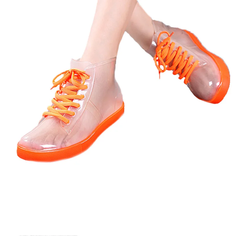 Сапоги Aleafalling женские резиновые Британская мода на шнуровке ПУ