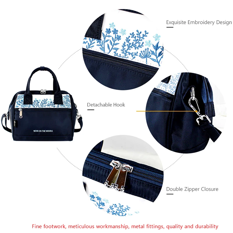 Нейлоновая женская сумка с цветочной вышивкой высокое качество через плечо для