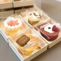 disposable takeaway wooden sushi catering box pastry dessert bakery tiramisu cake veneer cheese food container packaging box