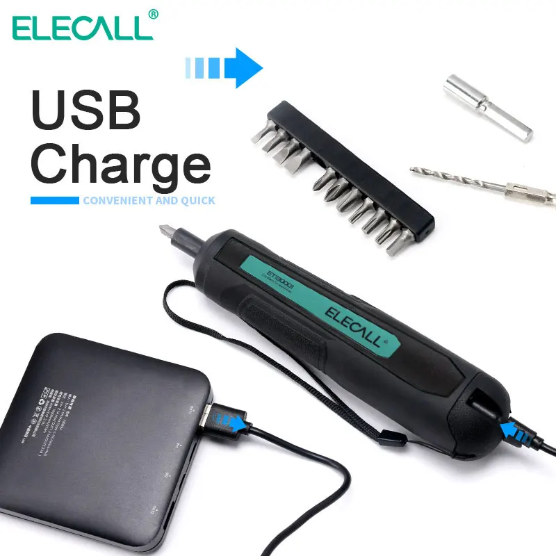 ELECALL ET130001 Мини Электрическая отвертка электрические аккумуляторные USB литиевые батареи 3,6 В аккумуляторная дрель электроинструмент