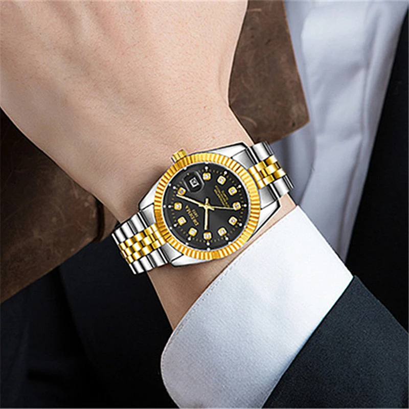 Часы мужские кварцевые из нержавеющей стали водонепроницаемые | Наручные часы