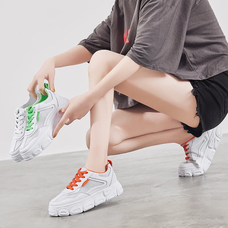 

Women Casual Shoes 2020 New Women Sneakers Fashion Breathable Pu Leather Platform White Women Shoes Soft Footwears Size 35-40