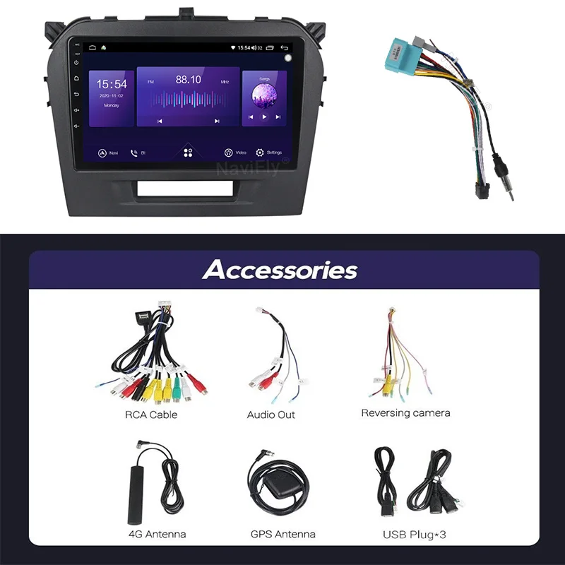 

Mekede 7862 QLED Screen 1280*720 Android 10 For Suzuki Vitara 4 2014 - 2018 Car Radio Multimedia Video Player GPS DSP Carplay