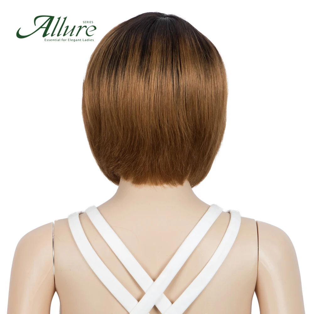 Прямой парик Боб с челкой для черных женщин цвет Омбре бразильские человеческие