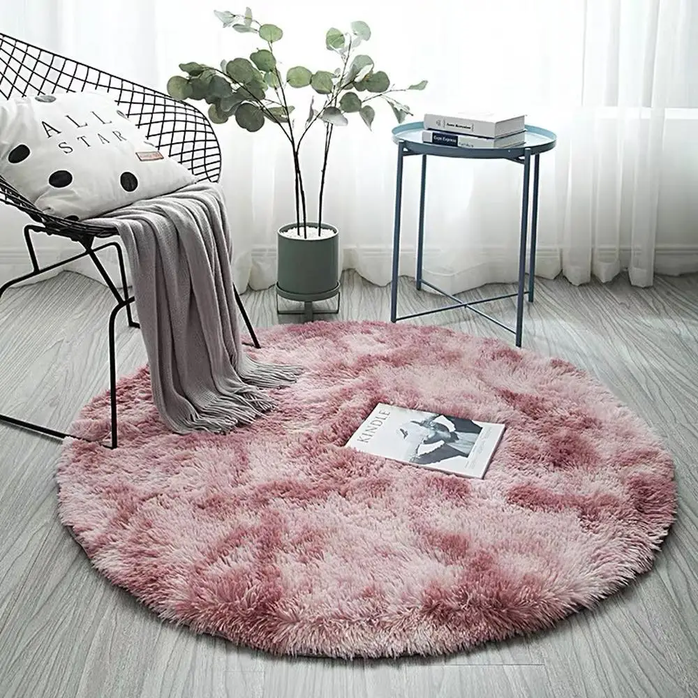 

35 Solid Gradient Carpet Thicker Rugs Non-slip Round Mat Bathroom Area Rug Soft Fluffy Child Bedroom Mats For Living Room