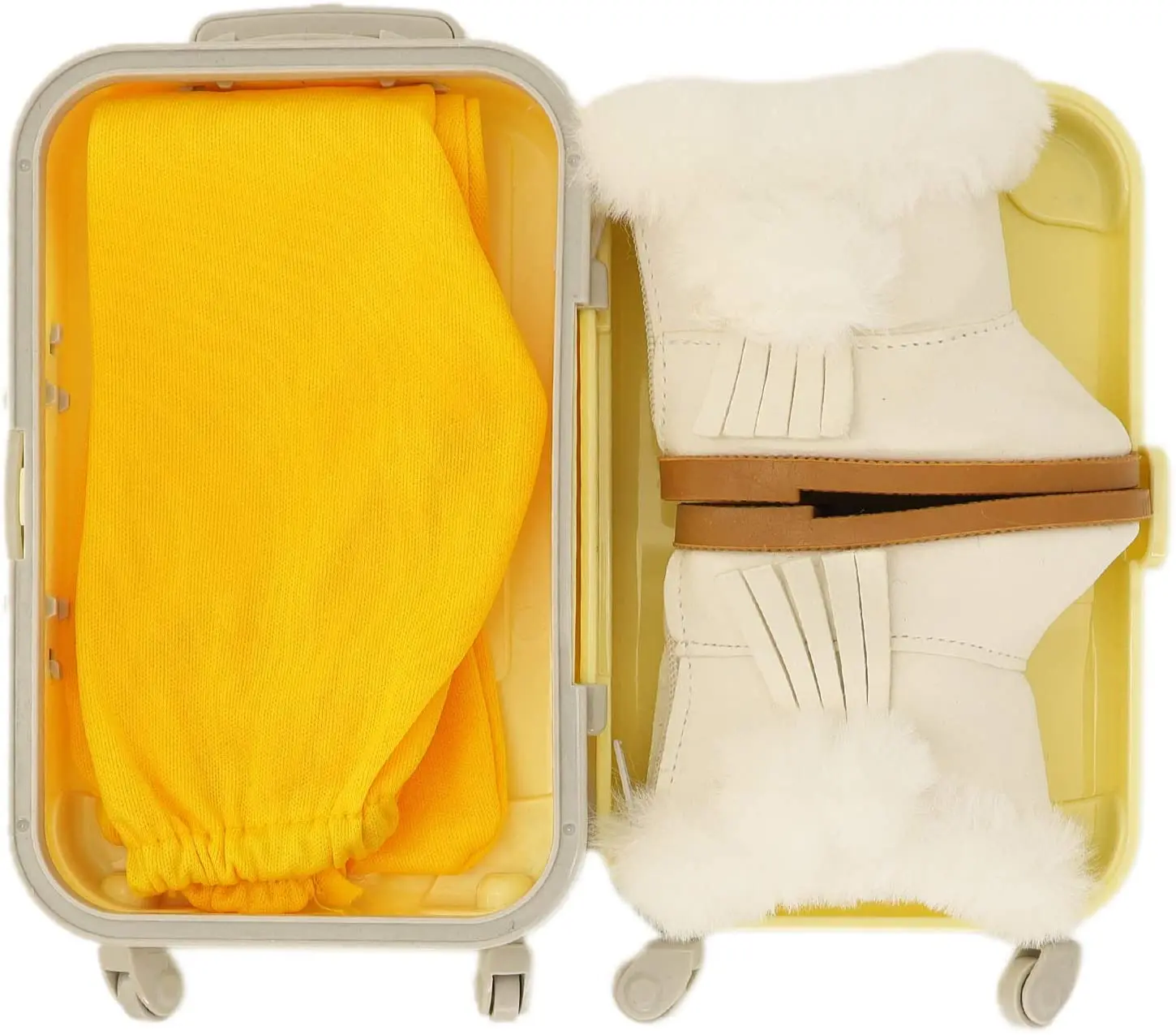 2021 American Doll Yellow Suitcase Travel Carrier Storage Down Jacket Leggings and Boots Winter Clothes for Girl 18 Inch | Игрушки и