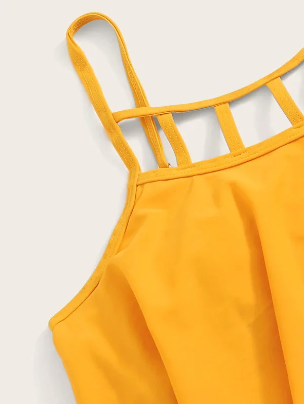Swimwear Women Sunflower Print Ruffle Two Piece Swimsuit Female Halter Bathing Suit Beach High Waist Swimwear Banador Mujer