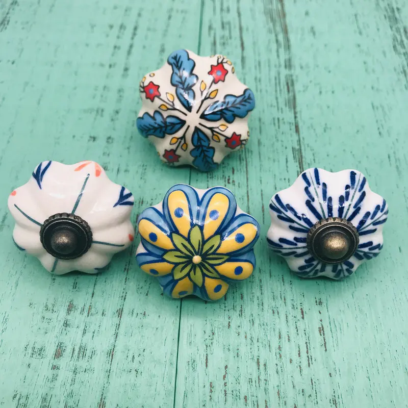 1 шт. ручная роспись в пасторальном стиле цветочная керамическая ручка