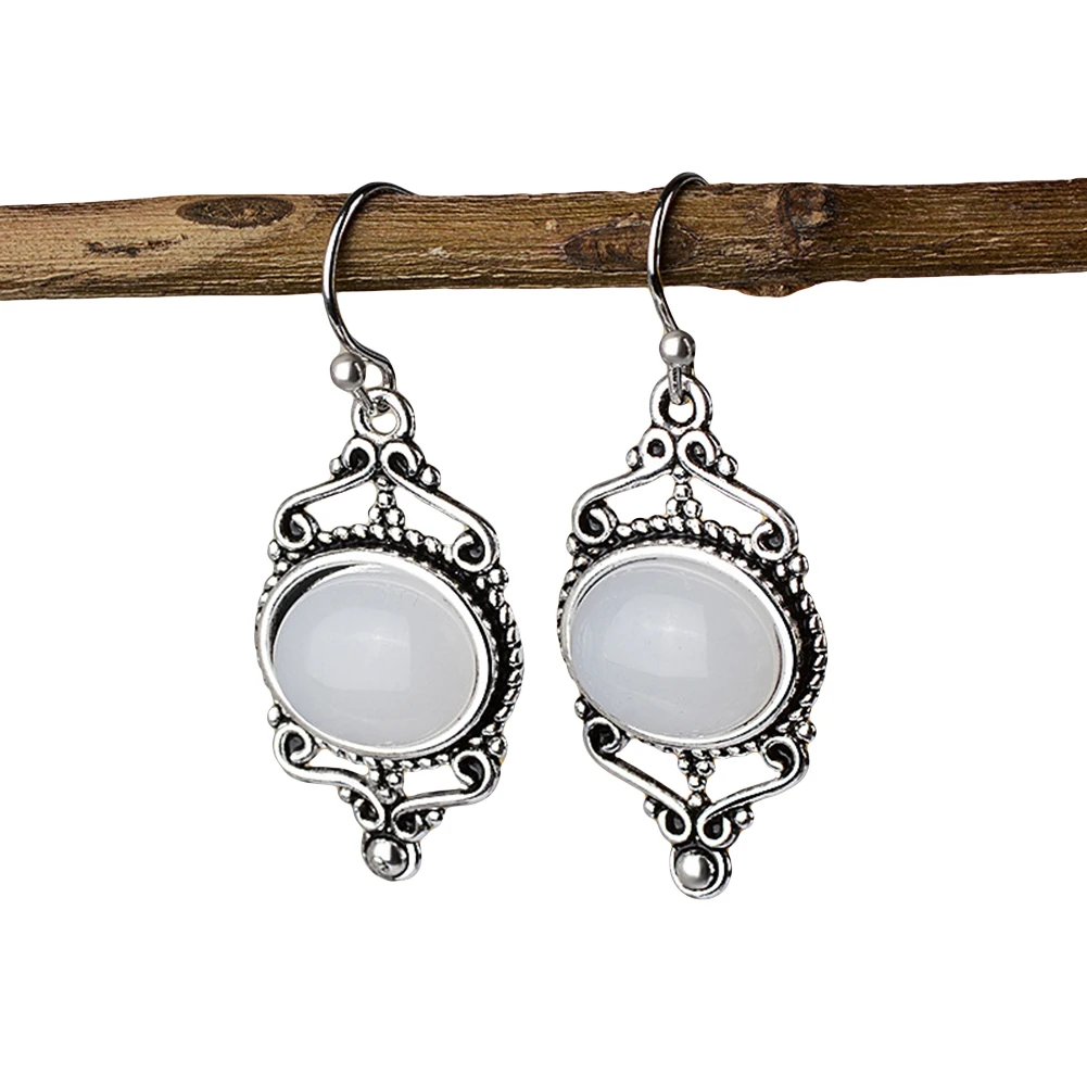 Женские винтажные резные серьги ювелирная имитация опала вечерние подарочные