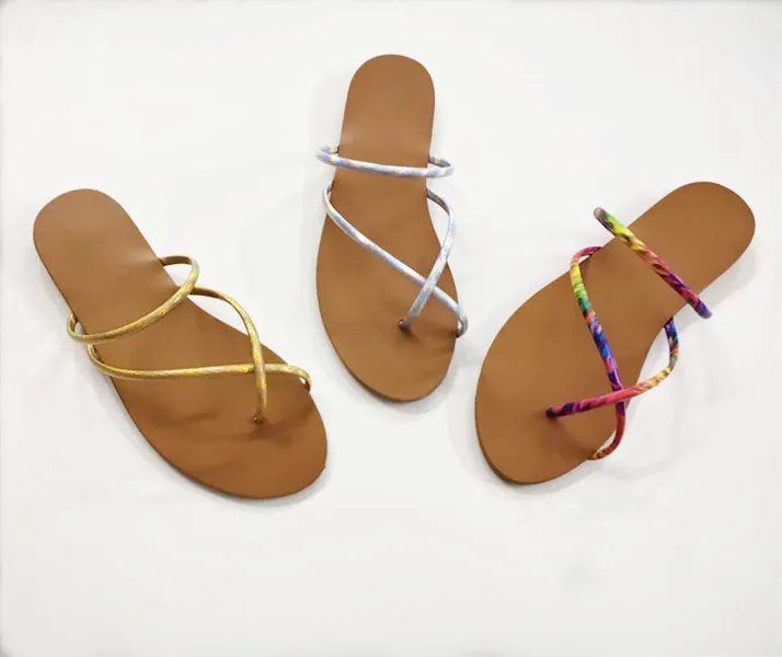 

Flip Flops Flat Sliders Women Summer Shoes Sexy Mixed Colors Narrow Slip on Slippers 03
