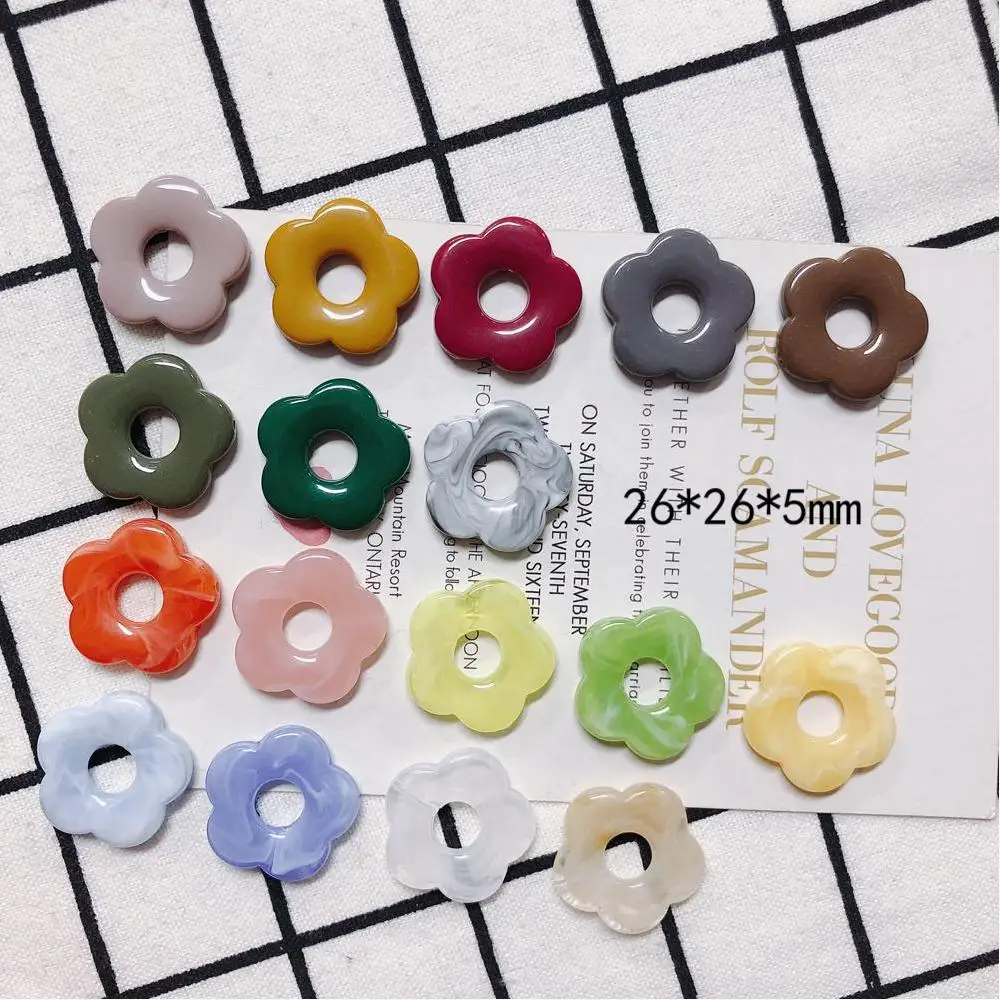 

Retail 10pcs 26mm Colorful Resin Flower Charms Ornament Accessories Jewelry Pendant Fit Necklace Bracelet Earring Handbag Decor