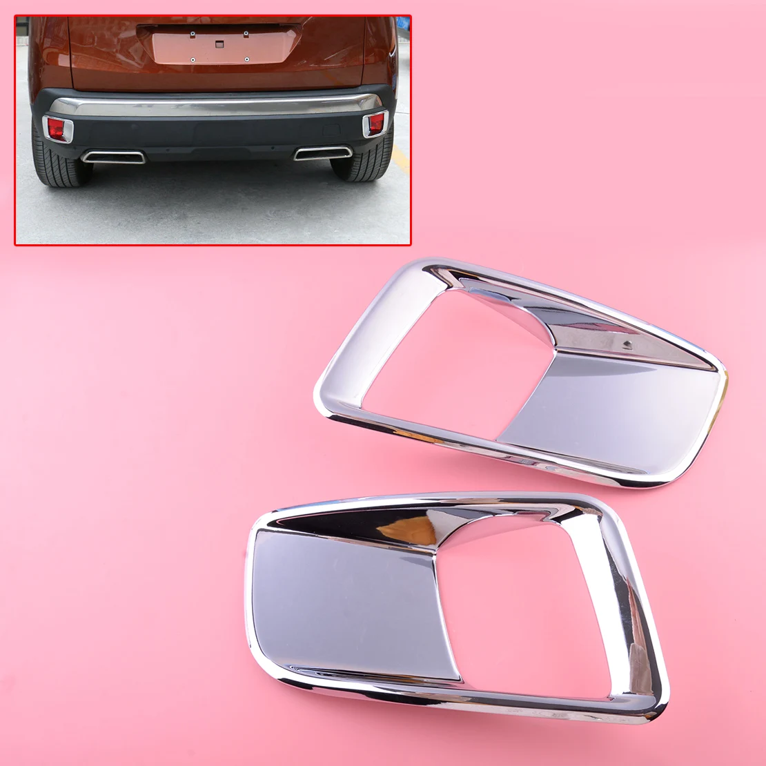 

1 Pair Rear Fog Light Lamp Cover Trim ABS Chrome Fit for Peugeot 3008 GT 2016 2017 2018 2019