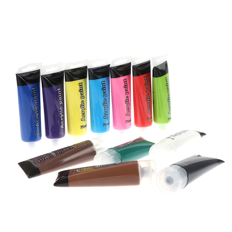 

Arts 75ml Acrylic Hose Wall Painting Acrylic Paints Big Art Supplies Crafts Fabric Paint For Clothing Textile Nail Fiber Pigment