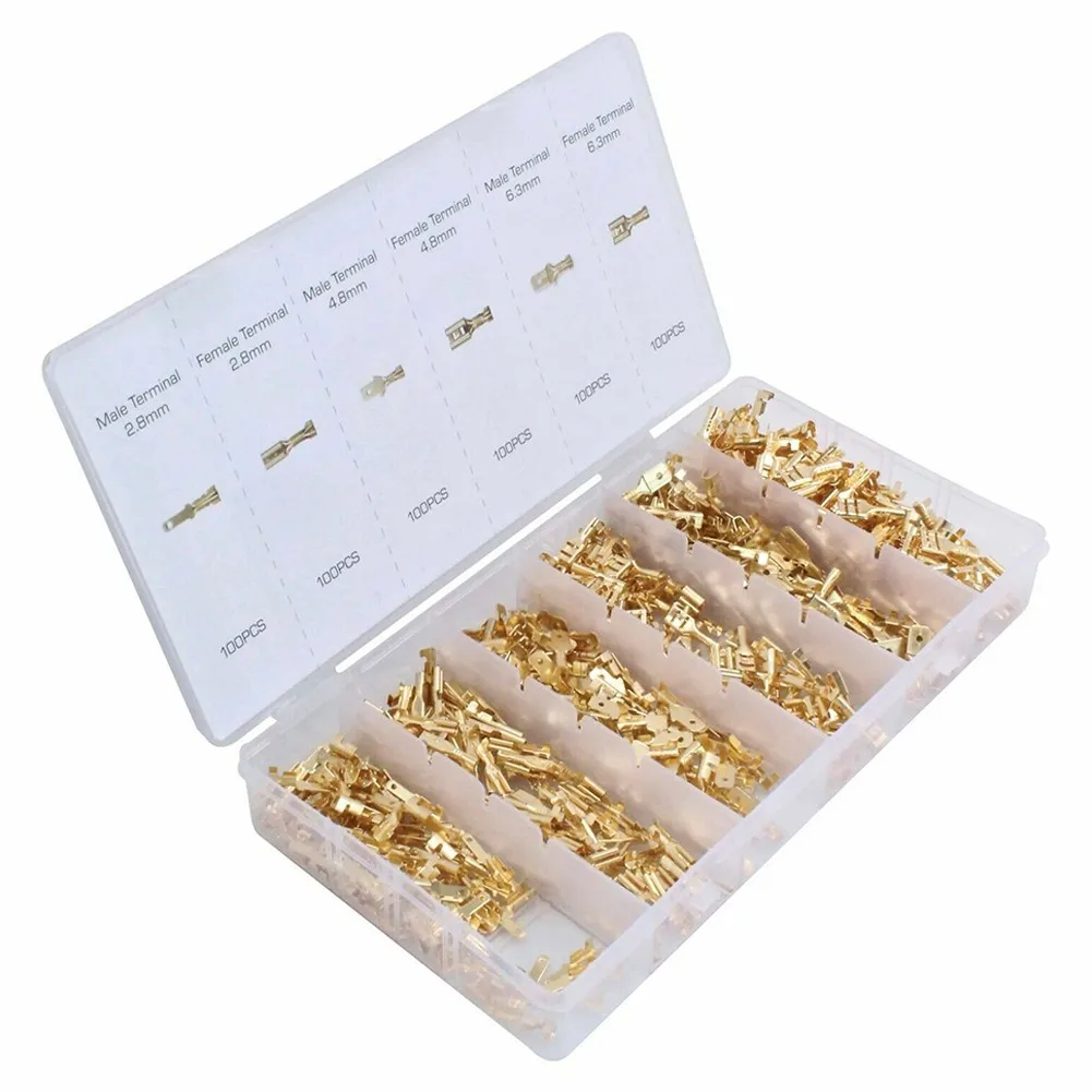 

600PCS Terminal Connector Bare Terminal Golden Plug Spring Bare Insert Male Female Connection Power Cables Electrical Equipment