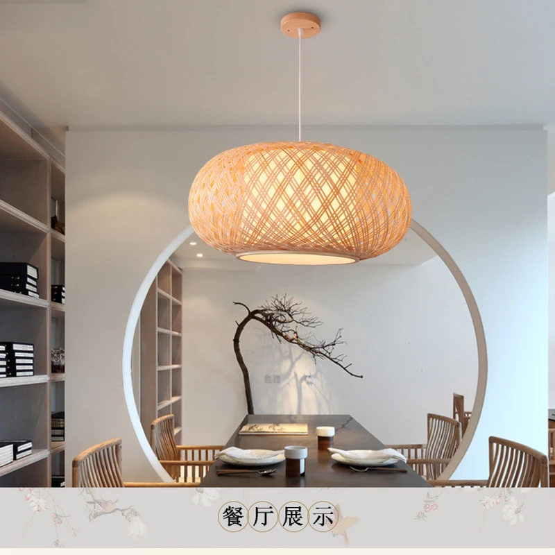 Круглый ручной вязки Бамбук из ротанга подвесной светильник шнур приспособление