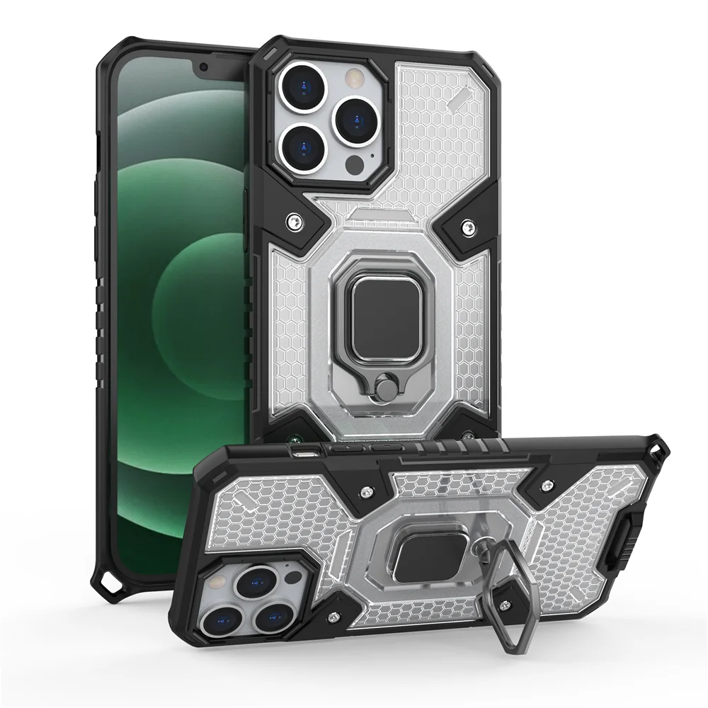 

Armor Ring Shockproof Cover For iPhone 13 Pro Max Mini Funda Hard PC Soft Frame Bracket Case For iPhone 13Pro 13Mini Capa Coque