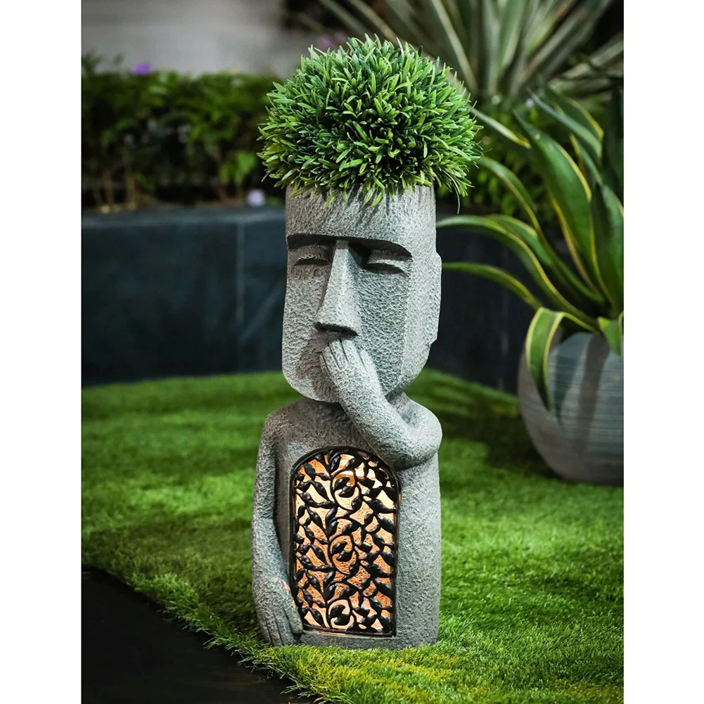 

Статуя сада пасхального острова, креативная садовая скульптура из смолы, уличное украшение, смотрите и Слушайте говорить не зло, INTE99