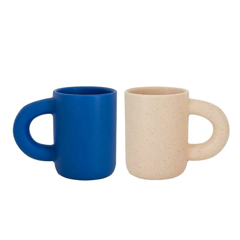

Ceramic Mug Fat Handle Coffee Mug New Hand-glazed Stained Dirty Cup Hand Pinch Klein Blue Mark Milk Cup