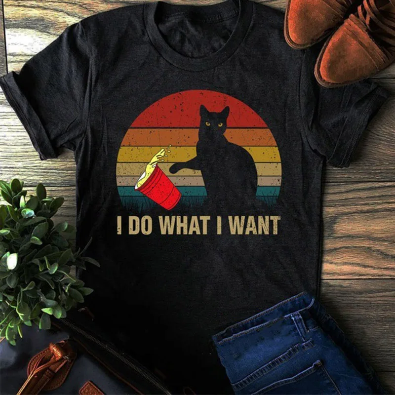 Летняя модная футболка с забавным принтом кошки женские хлопковые футболки в