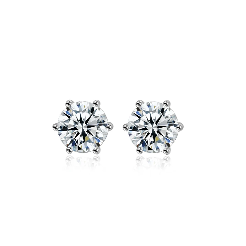 925 Sterling Silver Moissanite Diamond Earrings Round 1 Ct Women Cute Romantic Anniversarv Gift