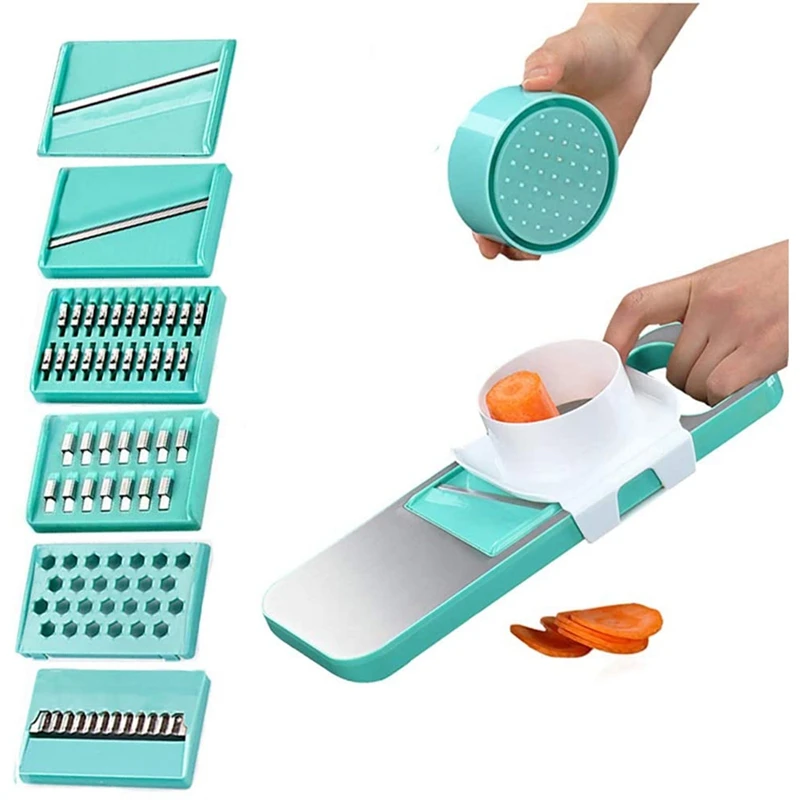 

6-In-1 Manual Vegetable Potato Carrot French Fry Julienne Chopper Slicer Cutter Kitchen Spice Garlic Grater