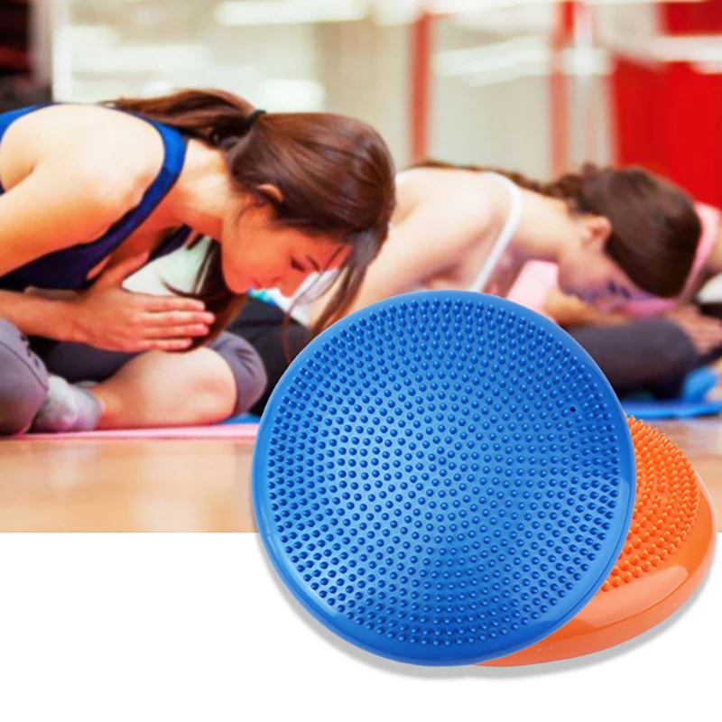 

33x33cm Durable Inflatable Yoga Cushion Massage Ball Pad Universal Sports Gym Fitness Yoga Wobble Stability Balance Disc Mat