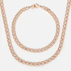 Davieslee , ювелирные наборы для женщин, 585, розовое золото , браслет , ожерелье , набор , с чеканкой, Venitian Chain, 2018, оптовая продажа, ювелирные изделия 5,5 мм LCS03