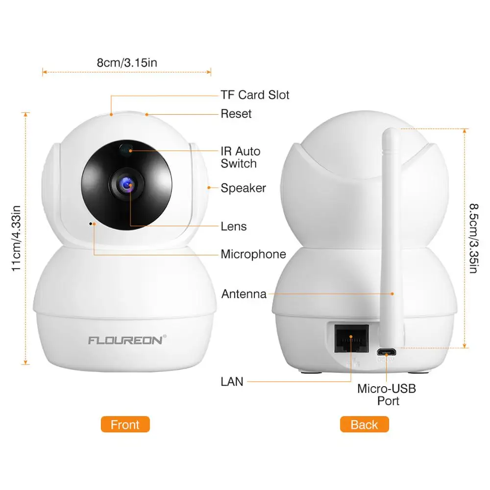 Беспроводная ip-камера Floureon 1080P HD Wi-Fi умная камера безопасности с датчиком