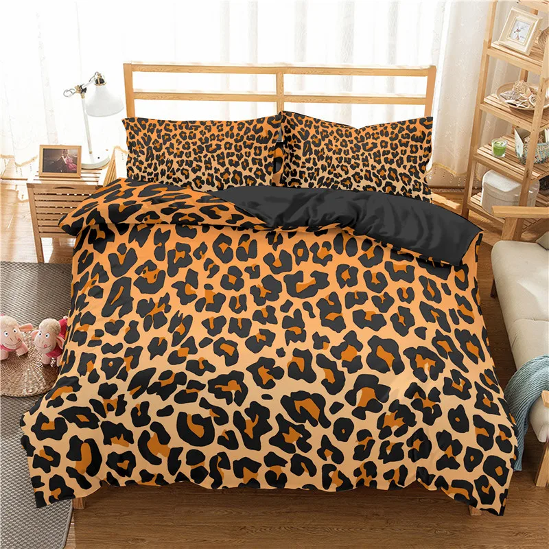 

HD Digital Print Leopard Zebra-stripe Bedding Sets Duvet Cover+ Pillowcase 2/3pcs Single Twin Queen King bed set US/AU/EU size
