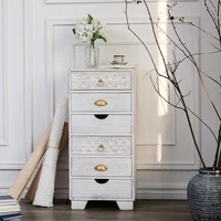 French Drawer Storage Cabinet Balcony Living Room Bedroom Bedside White Retro Distressed Homestay Decoration