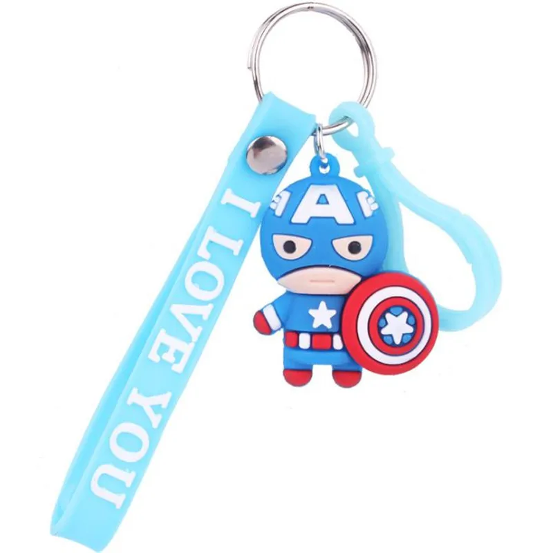 7 Comic Anime Superman Batman Captain America Iron Man Deadpool Cosplay Keychain Pendant Accessories Rubber Gift - Цвет: 7