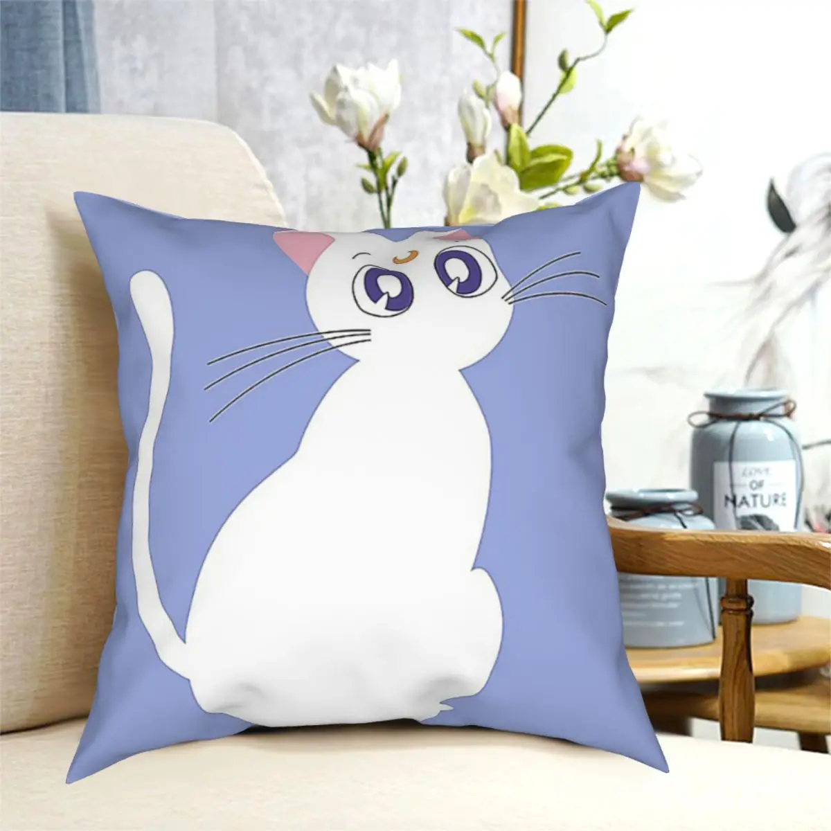 

New Sailor Moon Cat Luna Throw Pillow Cushion Cover Decorative Pillowcases Case Home Sofa Cushions 40x40,45x45cm(Double Sides)