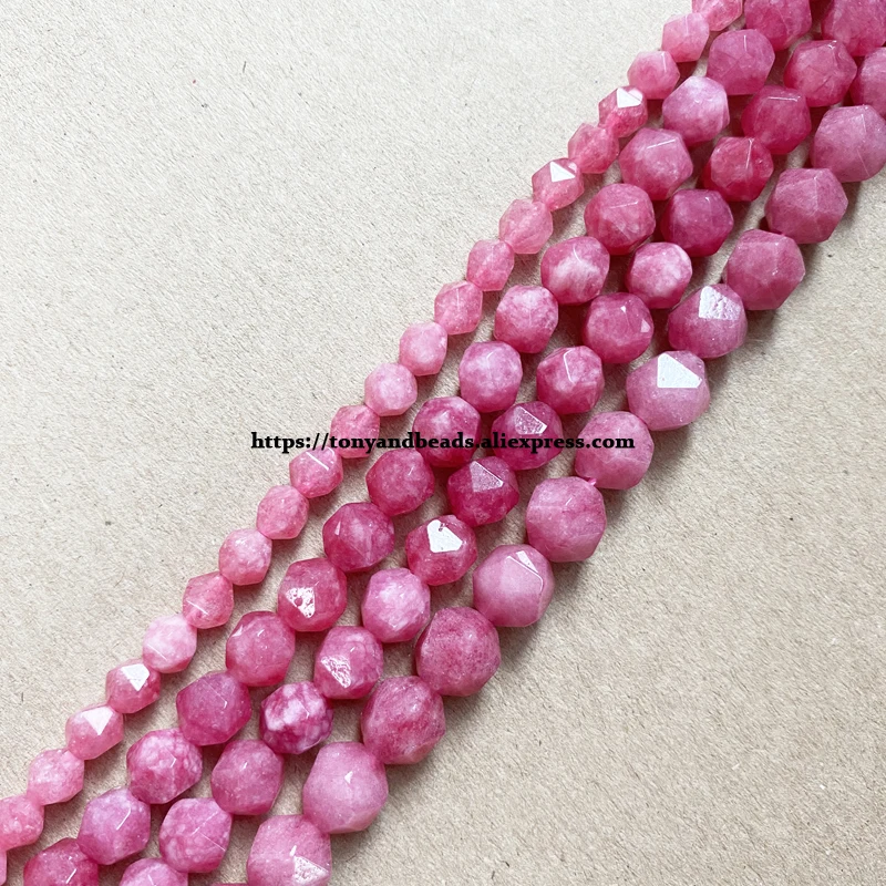 

15" Natural Stone Big Cuts Faceted Synthetic Rhodonite Round Loose Beads 6 8 10 mm Pick Size