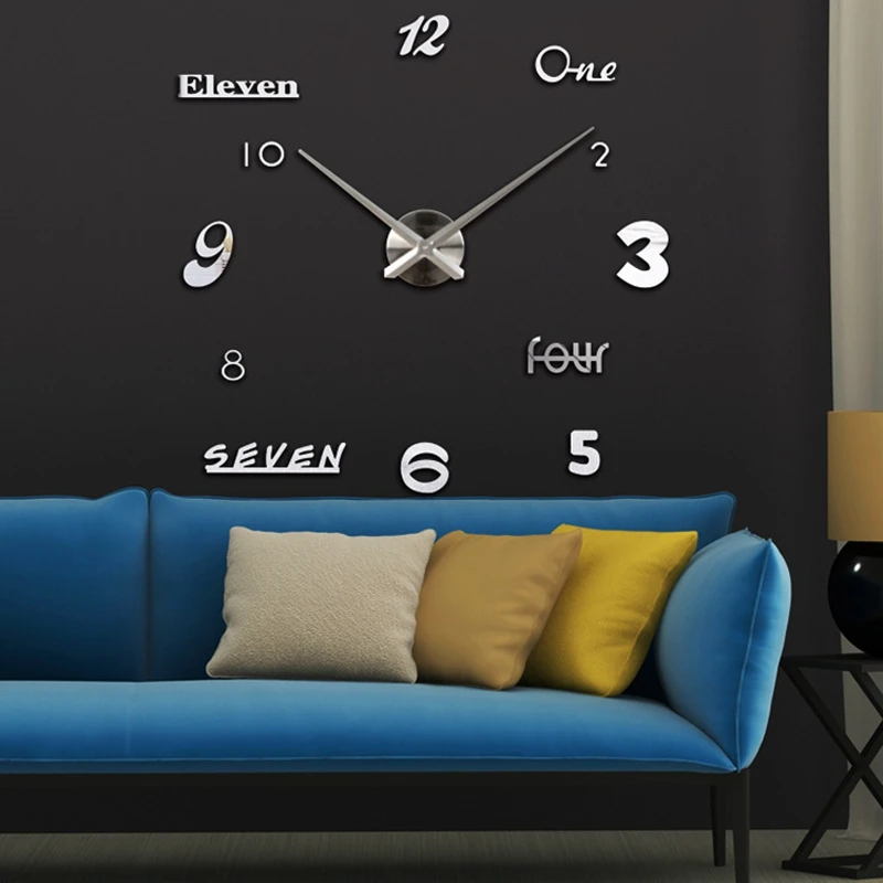 3d настоящие большие настенные часы зеркальные наклейки сделай сам для гостиной