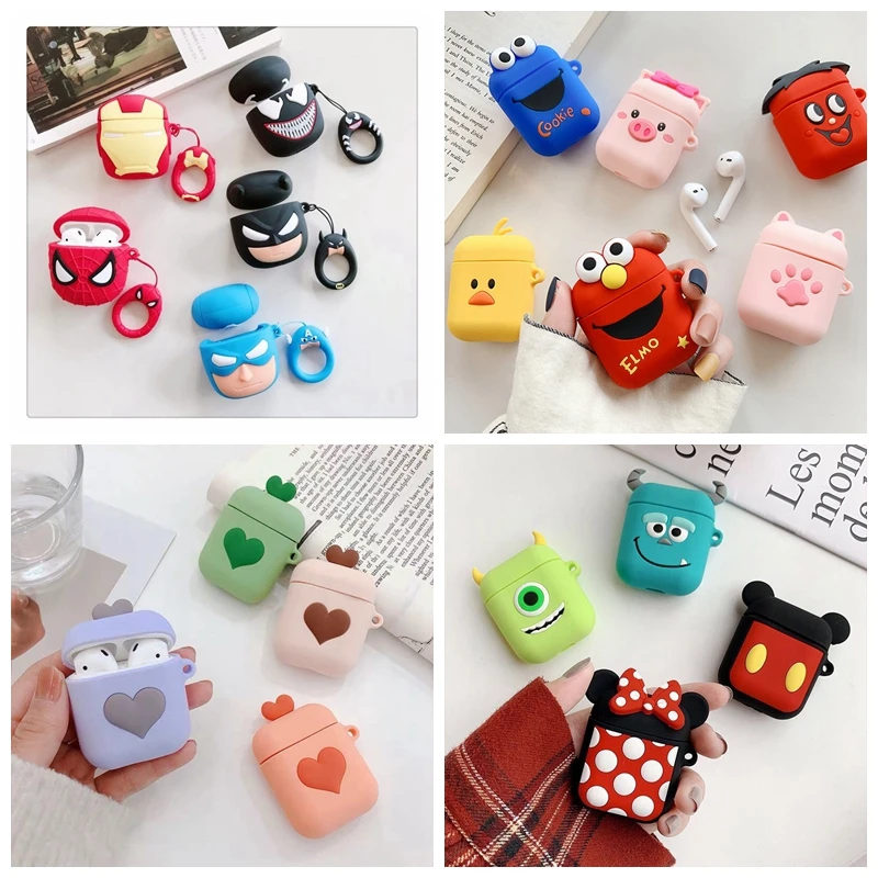 Чехол для наушников Bluetooth беспроводная коробка Apple AirPods 1 2 чехол с супергероями 3D