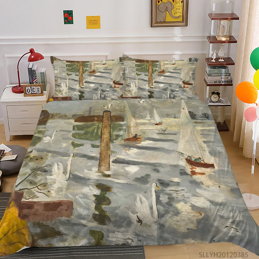 

Home Textile 3D Oil Painting Print Bedding Set Queen Size Duvet Cover Set Modern Home Bed Set Pillowcase 2/3 Pcs Hot Selling