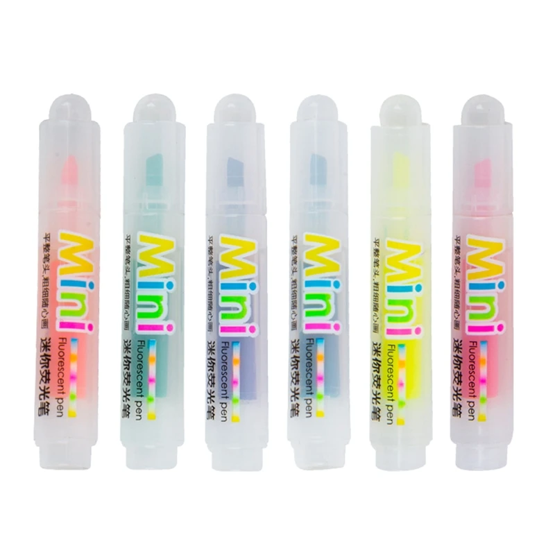 

2022 New 6 Colors Mini Highlightere Set Candy Color Marker Pen for Boys Girls Coloring
