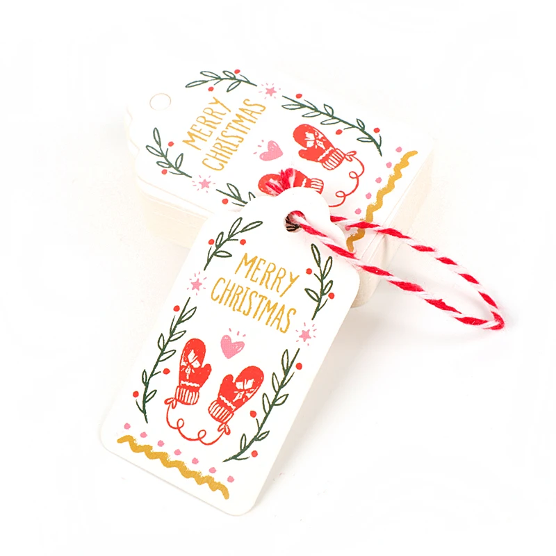 50 шт./партия с Рождеством Diy бумажные бирки для подарков маленькая открытка со