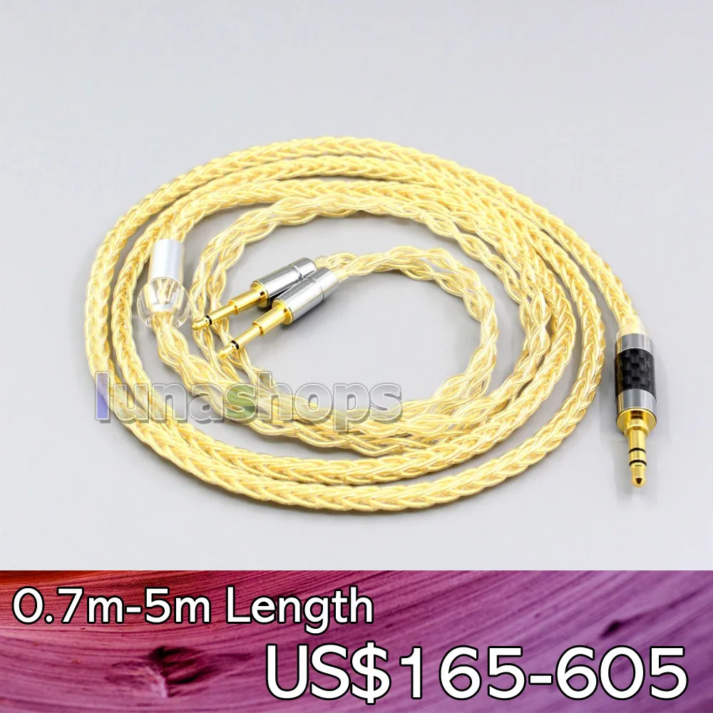 

LN006485 2.5 4.4mm 8 Core 99.99% Pure Silver + Gold Plated Earphone Cable For Oppo PM-1 PM-2 Planar Magnetic Sonus Faber Pryma