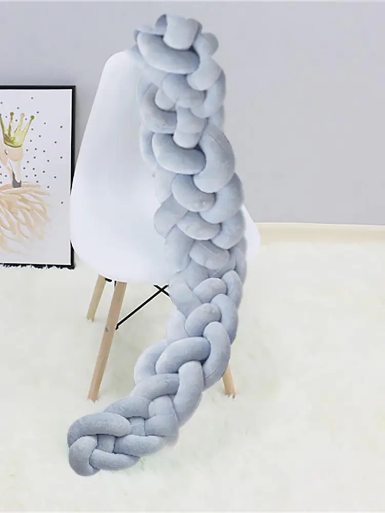 

Baby Crib Bumper Soft Knotted Braided Pillow Protector for Baby Kid Children's Bed Fence Fence Decoration