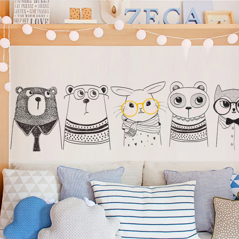 

MAMALOOK Animal Cartoon Wall Stickers | Wall Stickers for Nursery, Bedroom, Living Room, Removable Window, Door, Home Decoration