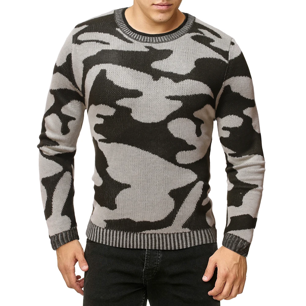 Военный Камуфляжный свитер пуловер Мужская зимняя теплая вязаная одежда с