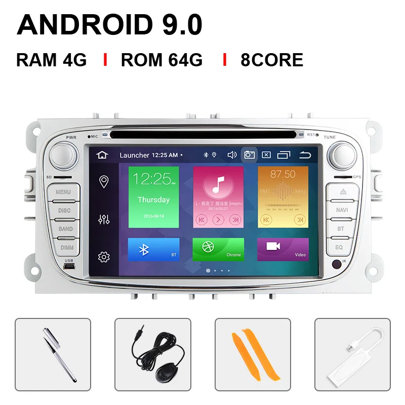 8 Core 64ROM Carplay 8 ядерный 4 г ram ips DSP Android 9 автомобильный Радио мультимедиа для Ford Focus 2 3 mk2 Mondeo 4 Kuga Fiesta Transit подключения S-MAX C-MAX OBD2 - Цвет: 8 Core 64ROM Carplay