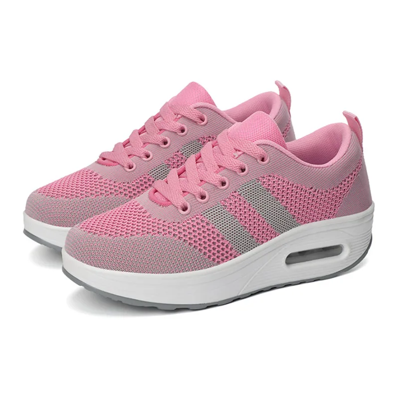 

Женские кроссовки с воздушной подушкой, сетчатые дышащие туфли на плоской подошве, модная обувь на шнуровке, женские удобные повседневные б...